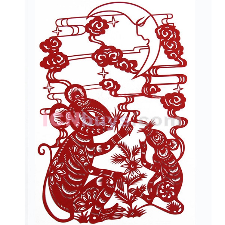 Paper Cutting Chinese Zodiac Rat charm